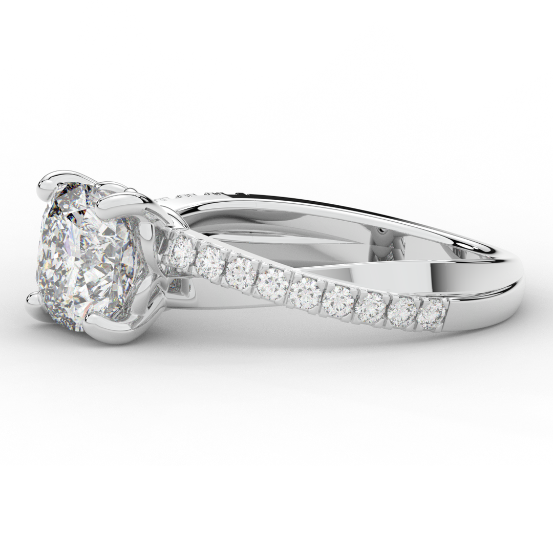 2.20CT.TW CUSHION LAB DIAMOND TWISTBAND ENGAGEMENT RING - Nazarelle
