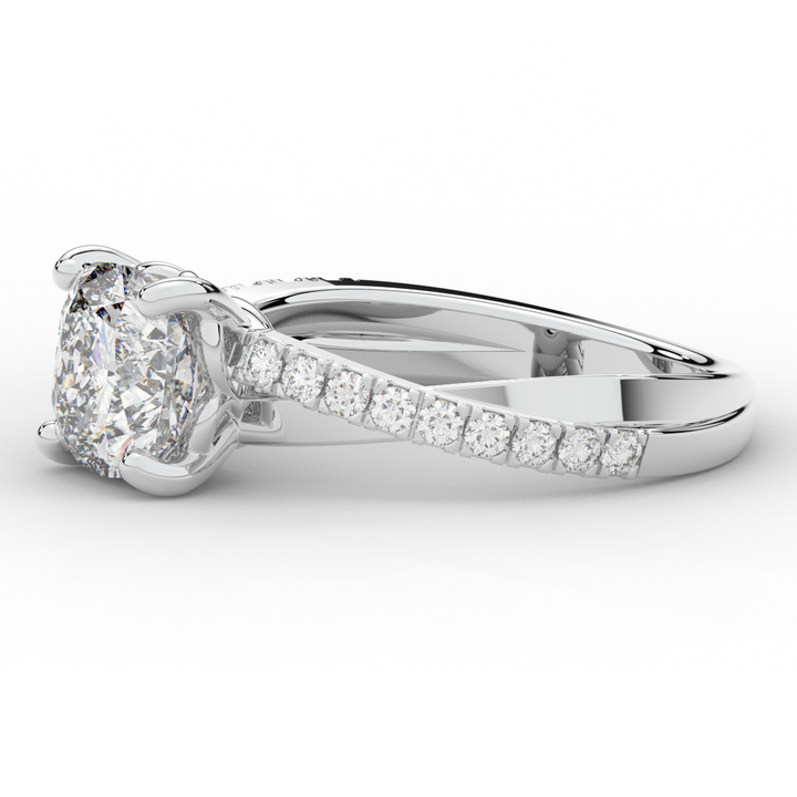 2.20CT.TW CUSHION LAB DIAMOND TWISTBAND ENGAGEMENT RING - Nazarelle
