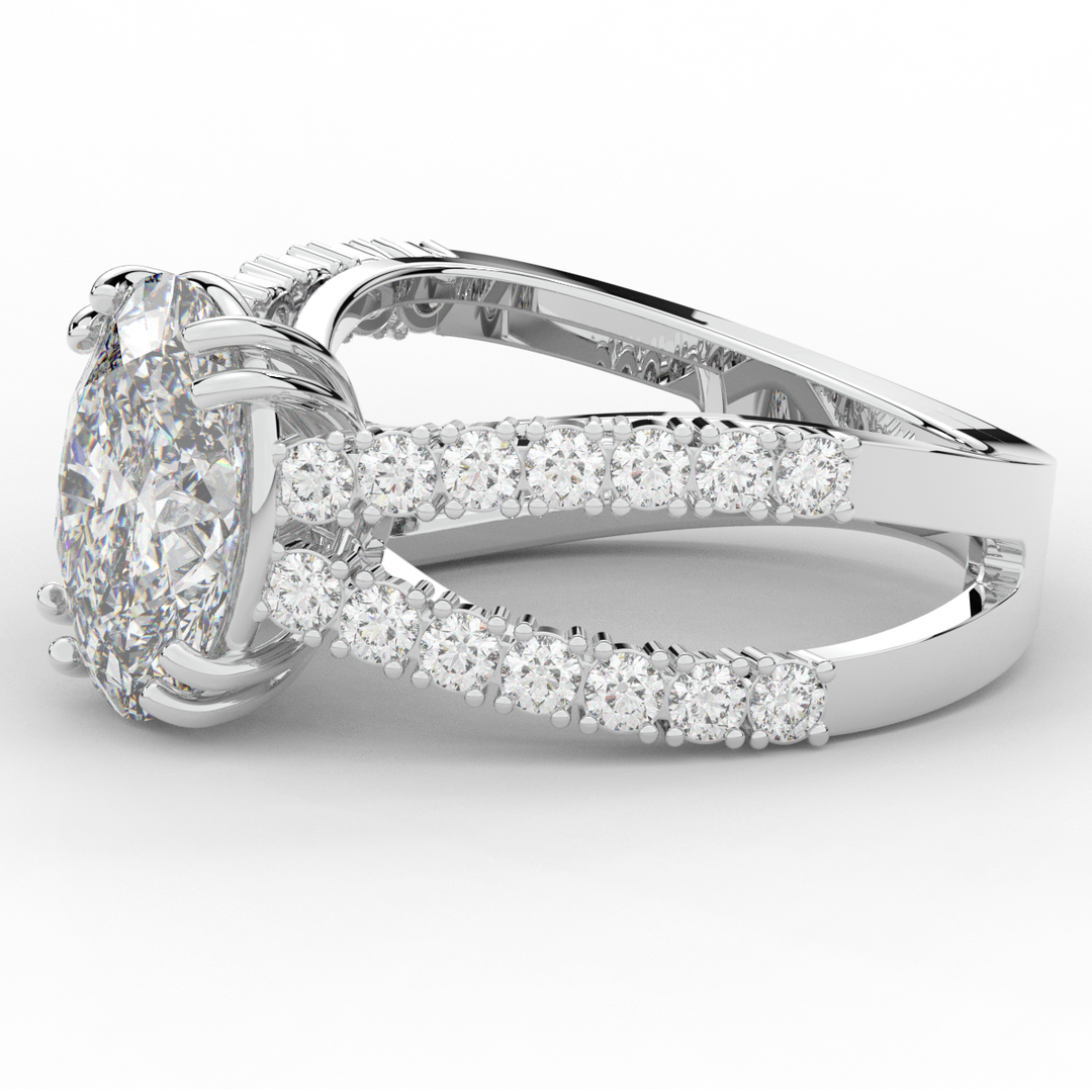 3.75CT.TW OVAL LAB DIAMOND SPLIT BAND ENGAGEMENT RING - Nazarelle