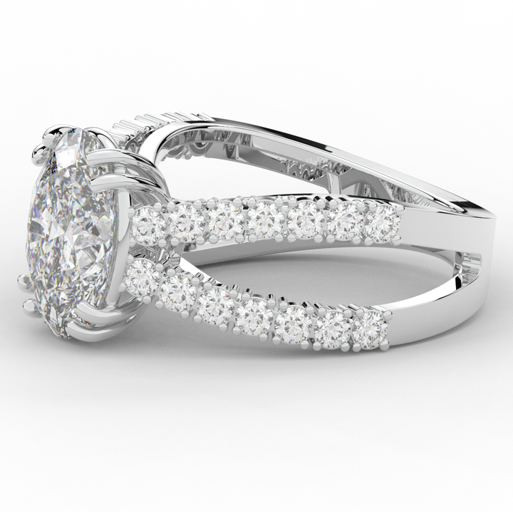 3.75CT.TW OVAL LAB DIAMOND SPLIT BAND ENGAGEMENT RING - Nazarelle