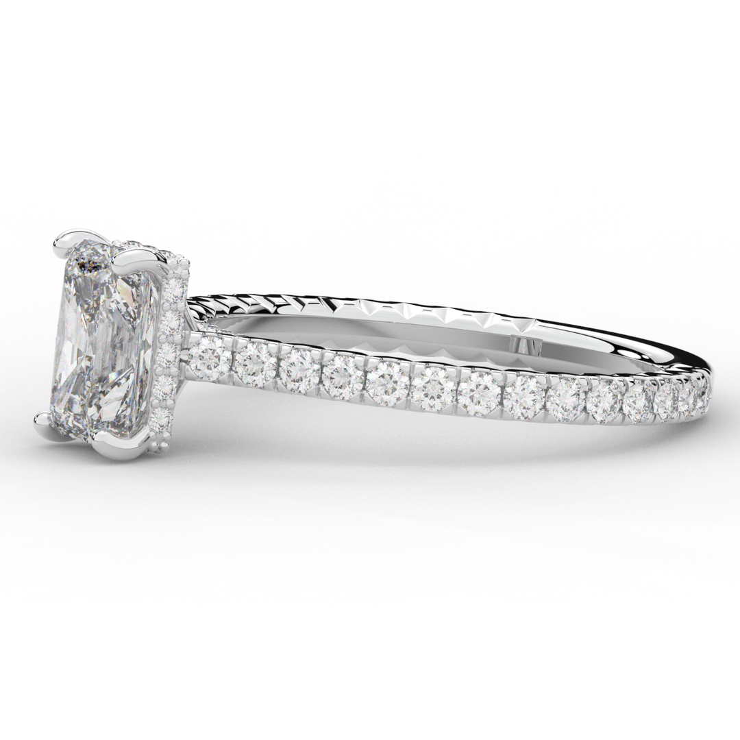 2.10CT.TW RADIANT LAB DIAMOND UNDERHALO SOLITAIRE ENGAGEMENT RING - Nazarelle