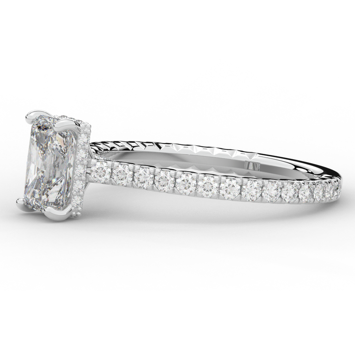 2.10CT.TW RADIANT LAB DIAMOND UNDERHALO SOLITAIRE ENGAGEMENT RING - Nazarelle