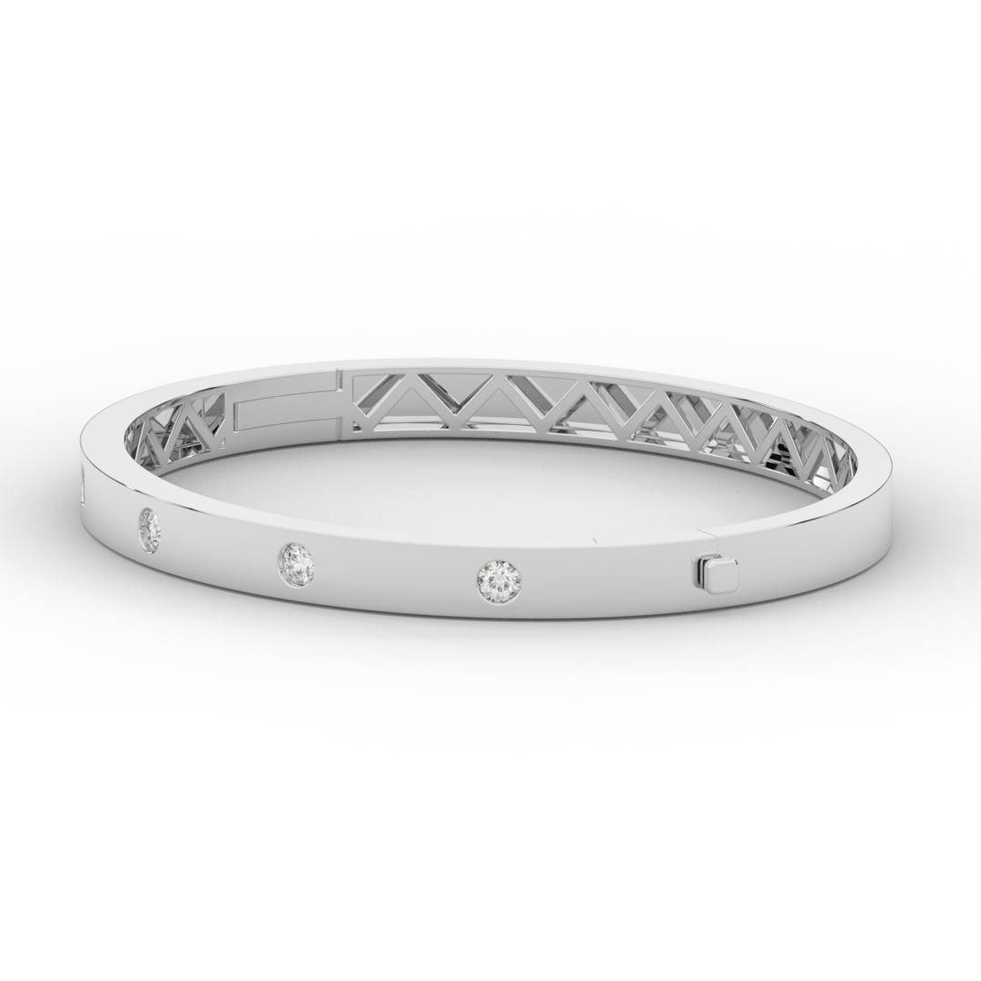 0.50CT.TW ROUND LAB DIAMOND BEZEL SET BANGLE - Nazarelle