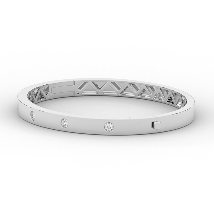 0.50CT.TW ROUND LAB DIAMOND BEZEL SET BANGLE - Nazarelle