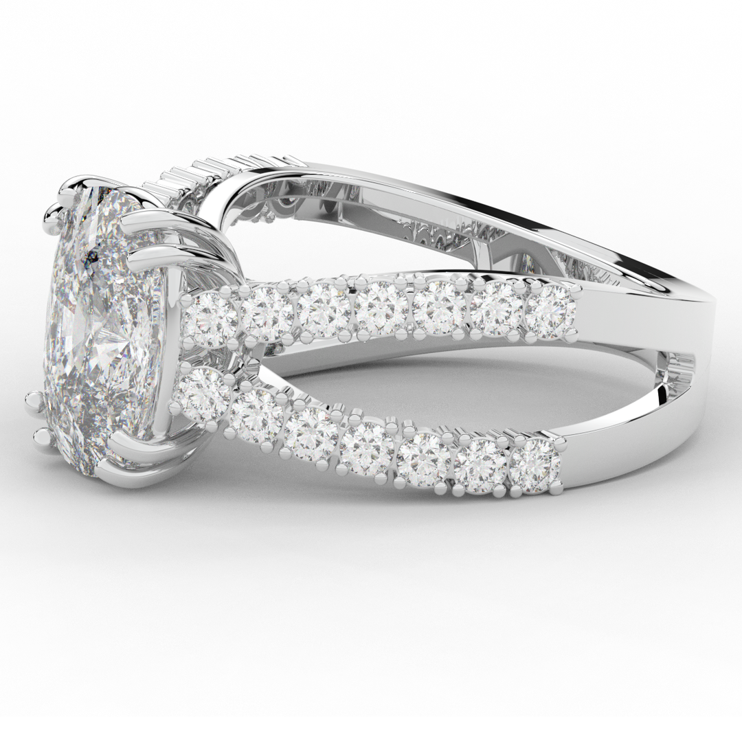 3.75CT.TW CUSHION LAB DIAMOND SPLIT BAND ENGAGEMENT RING - Nazarelle