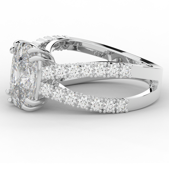 3.75CT.TW CUSHION LAB DIAMOND SPLIT BAND ENGAGEMENT RING - Nazarelle