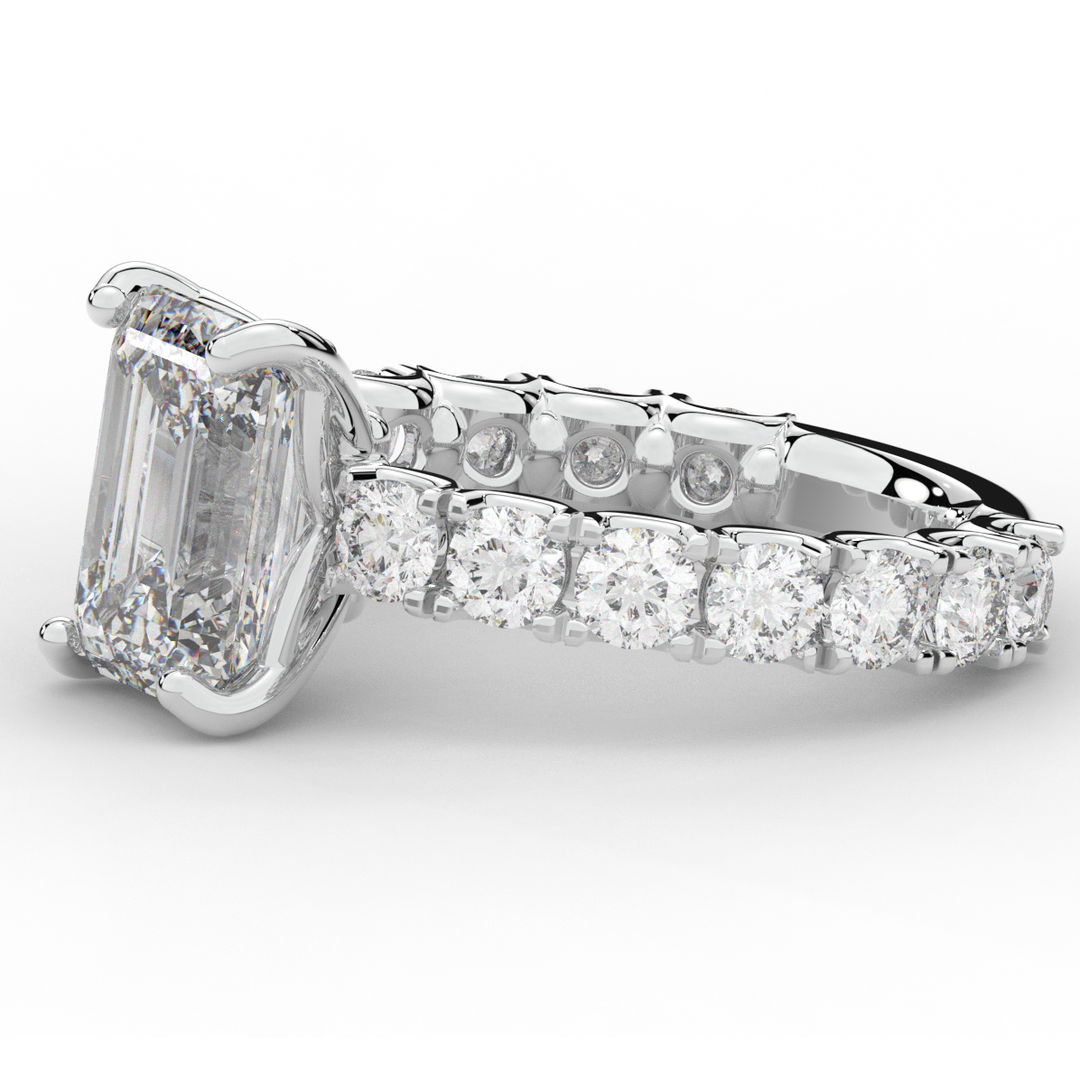 4.35CT.TW EMERALD CUT LAB DIAMOND ENGAGEMENT RING - Nazarelle