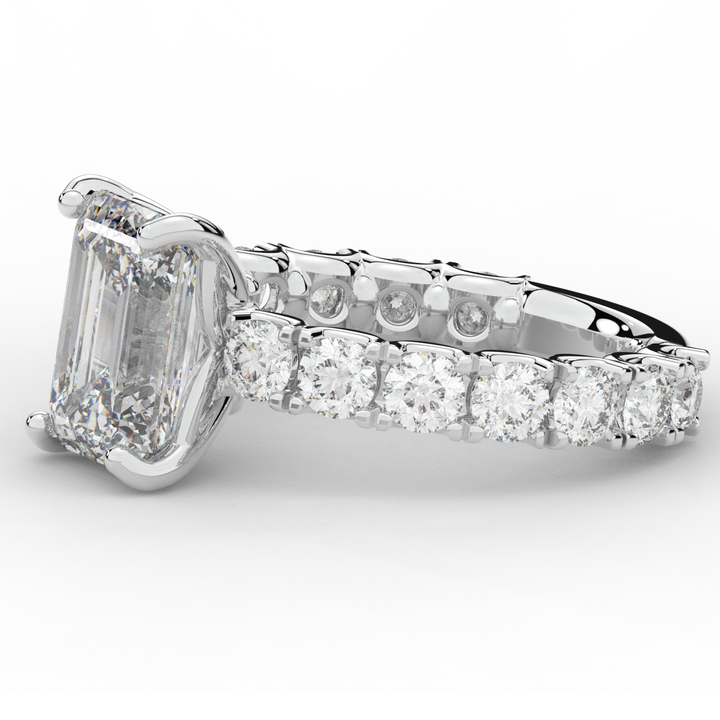 4.35CT.TW EMERALD CUT LAB DIAMOND ENGAGEMENT RING - Nazarelle