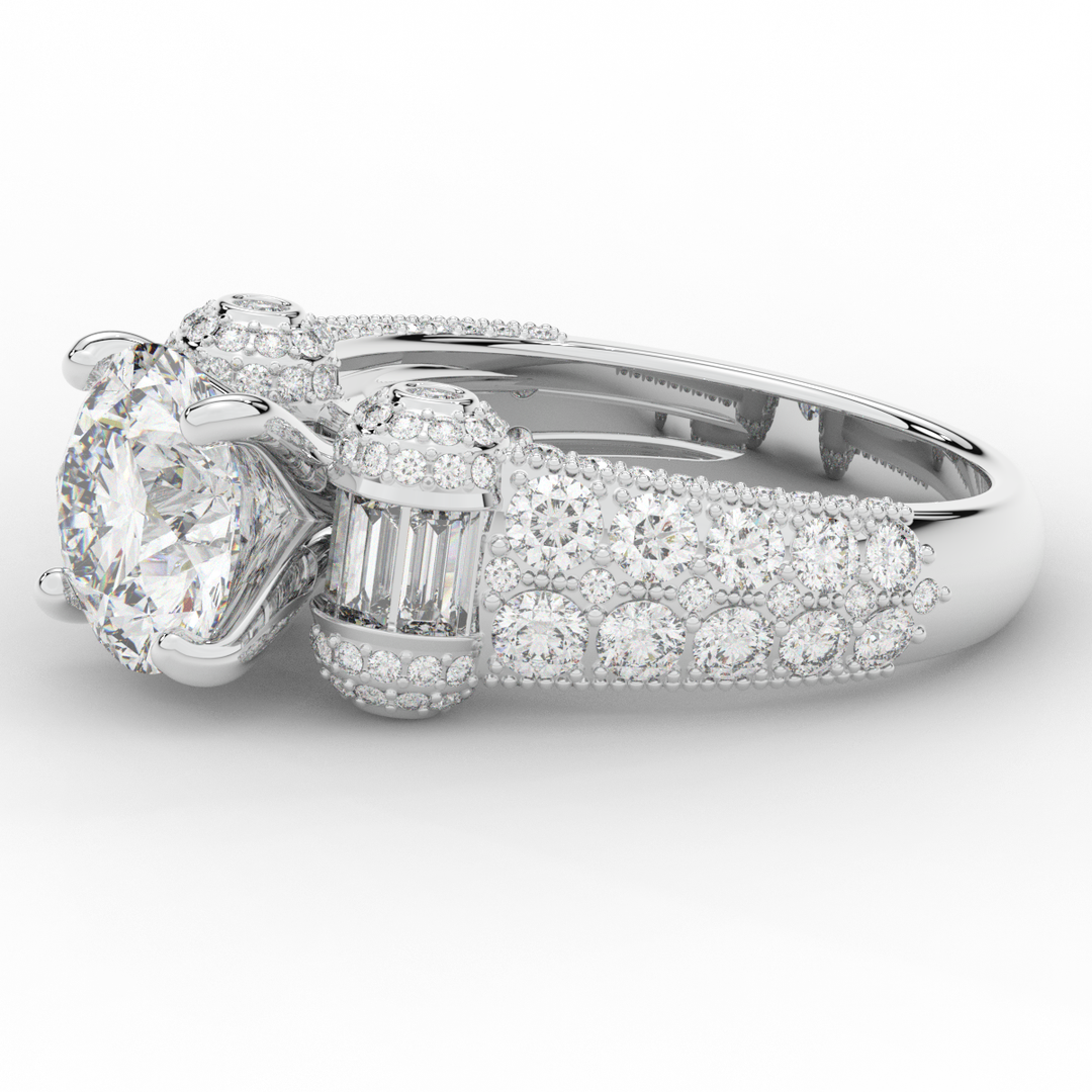 4.75CT.TW ROUND LAB DIAMOND ENGAGEMENT RING - Nazarelle