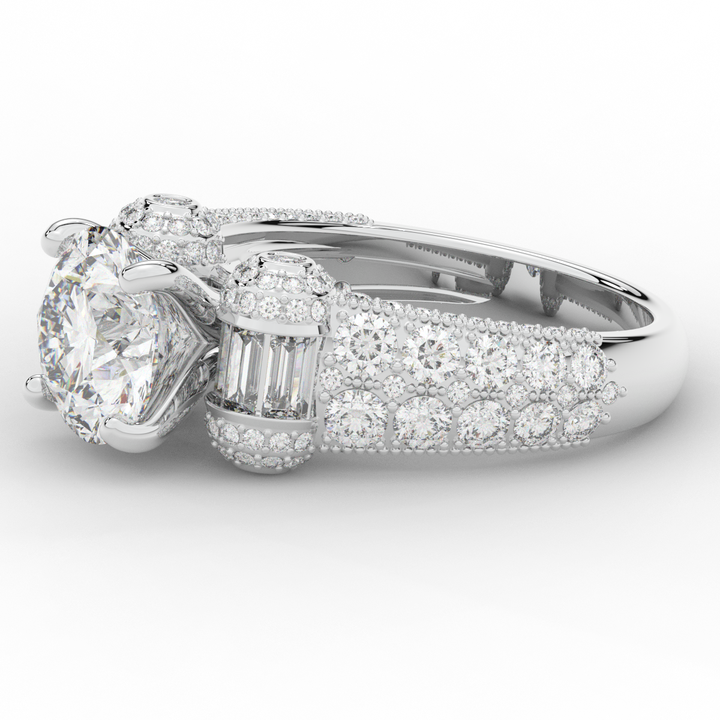4.75CT.TW ROUND LAB DIAMOND ENGAGEMENT RING - Nazarelle