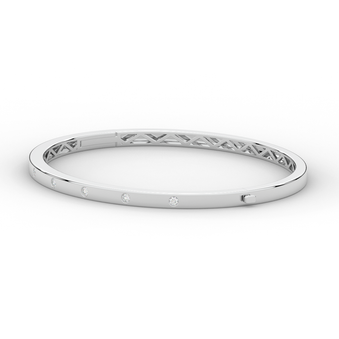 0.15CT.TW ROUND LAB BEZEL SET DIAMOND BANGLE - Nazarelle