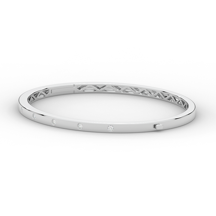 0.15CT.TW ROUND LAB BEZEL SET DIAMOND BANGLE - Nazarelle