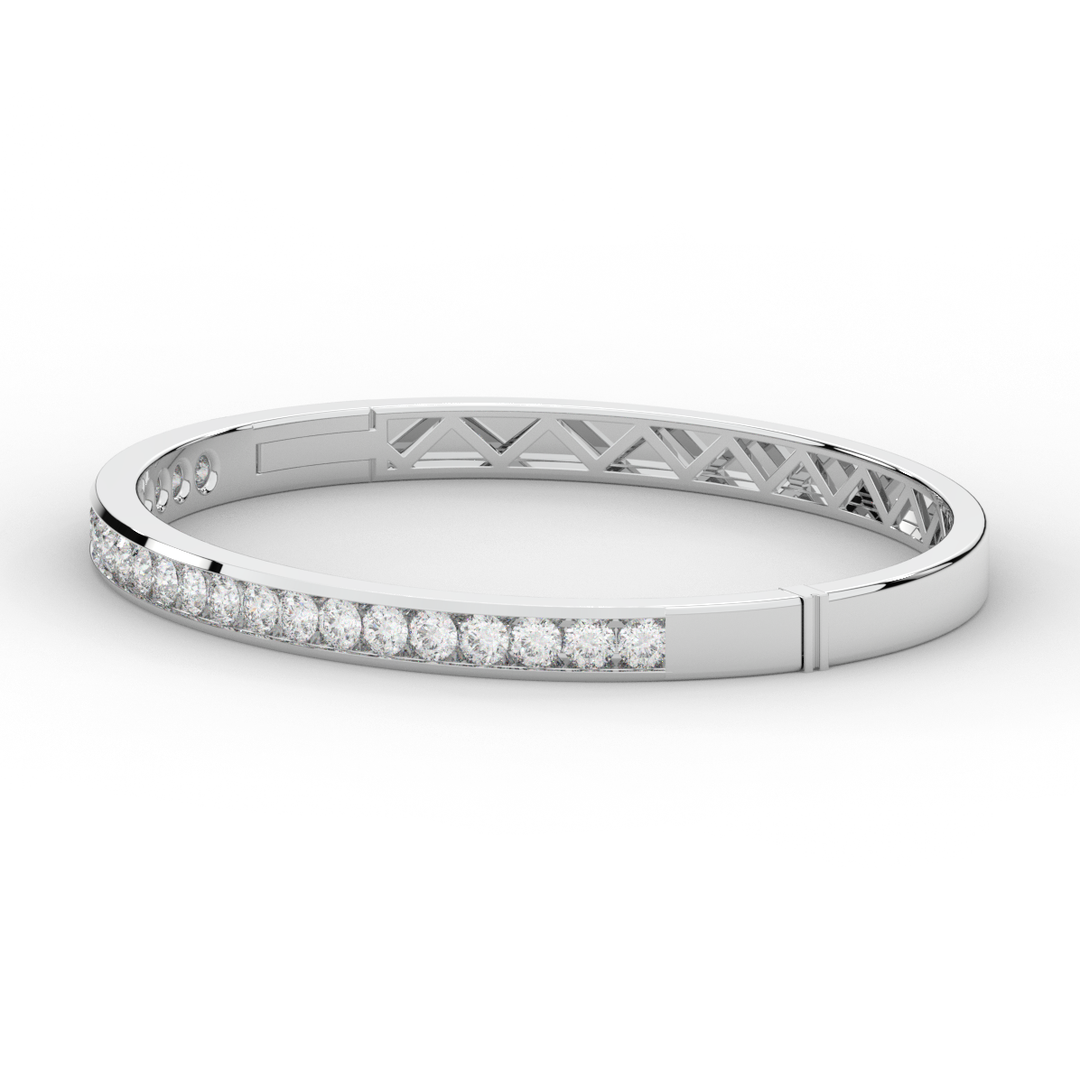 2.75CT.TW ROUND LAB CHANNEL SET DIAMOND BANGLE - Nazarelle