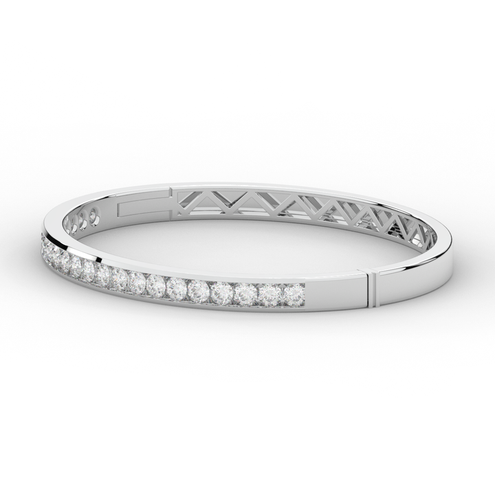 2.75CT.TW ROUND LAB CHANNEL SET DIAMOND BANGLE - Nazarelle