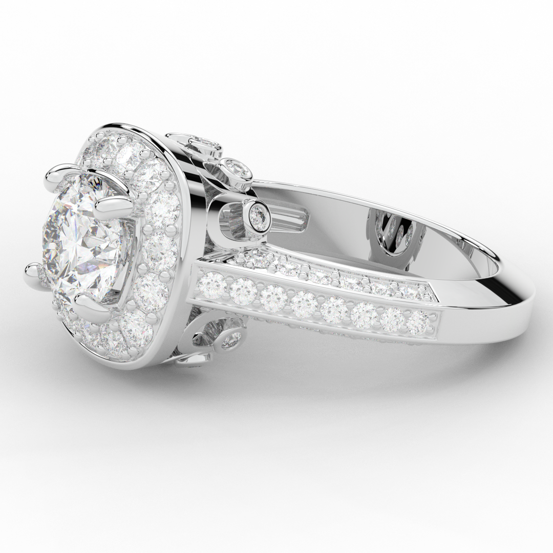 1.50CT.TW ROUND LAB DIAMOND HALO ENGAGEMENT RING - Nazarelle