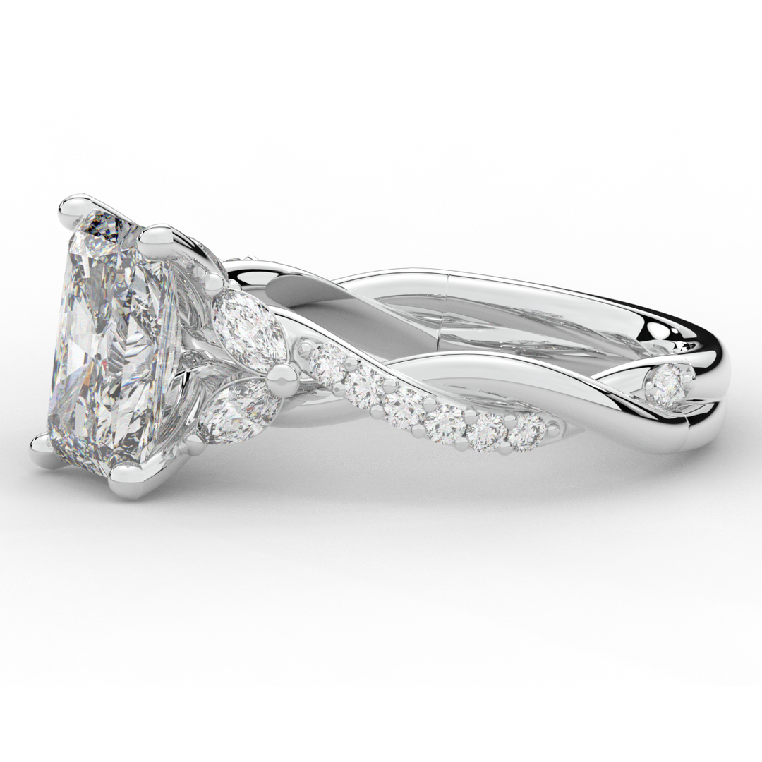 2.40CT.TW RADIANT LAB DIAMOND TWIST BAND ENGAGEMENT RING - Nazarelle