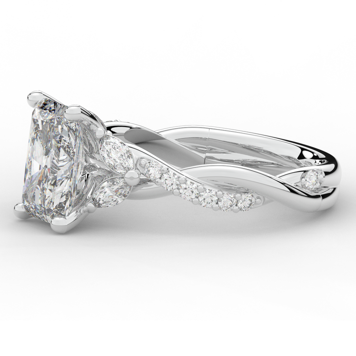 2.40CT.TW RADIANT LAB DIAMOND TWIST BAND ENGAGEMENT RING - Nazarelle