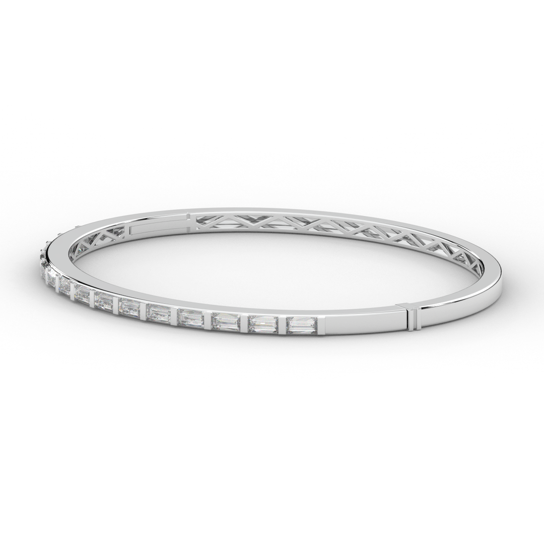 1.50CT.TW BAGUETTE LAB DIAMOND SHARED PRONG BANGLE - Nazarelle
