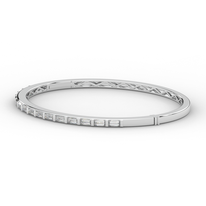 1.50CT.TW BAGUETTE LAB DIAMOND SHARED PRONG BANGLE - Nazarelle