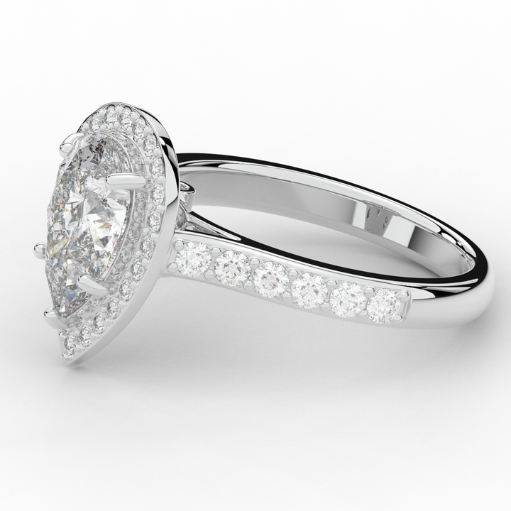 2.50CT.TW PEAR LAB DIAMOND HALO ENGAGEMENT RING - Nazarelle
