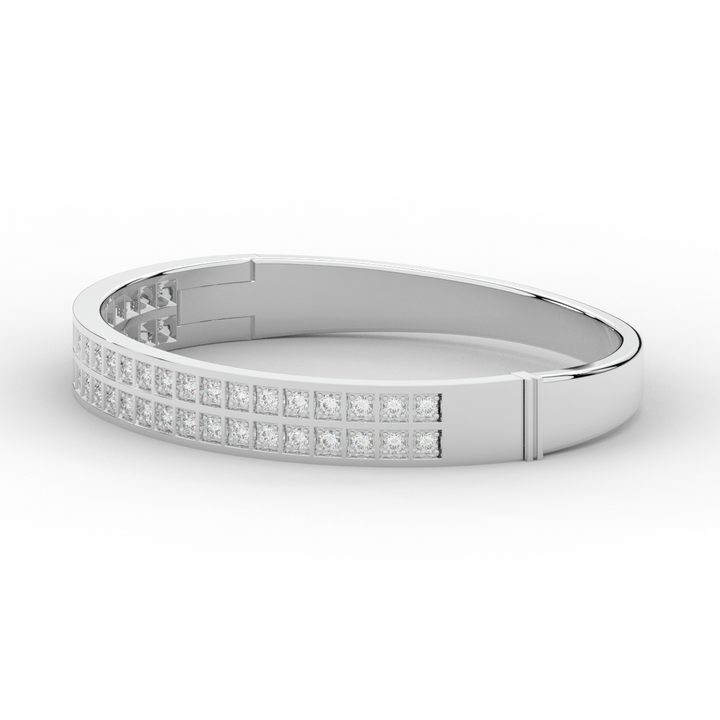 2.00CT.TW ROUND LAB TWO ROW DIAMOND BANGLE - Nazarelle