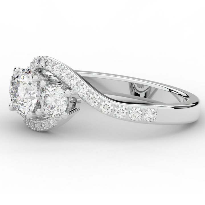 1.65CT.TW ROUND LAB DIAMOND TWIST HALO ENGAGEMENT RING - Nazarelle