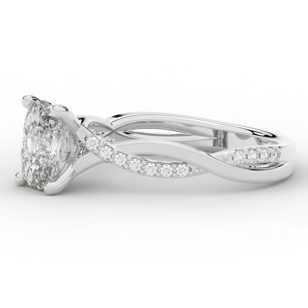 1.70CT.TW CUSHION LAB DIAMOND TWIST BAND ENGAGEMENT RING - Nazarelle