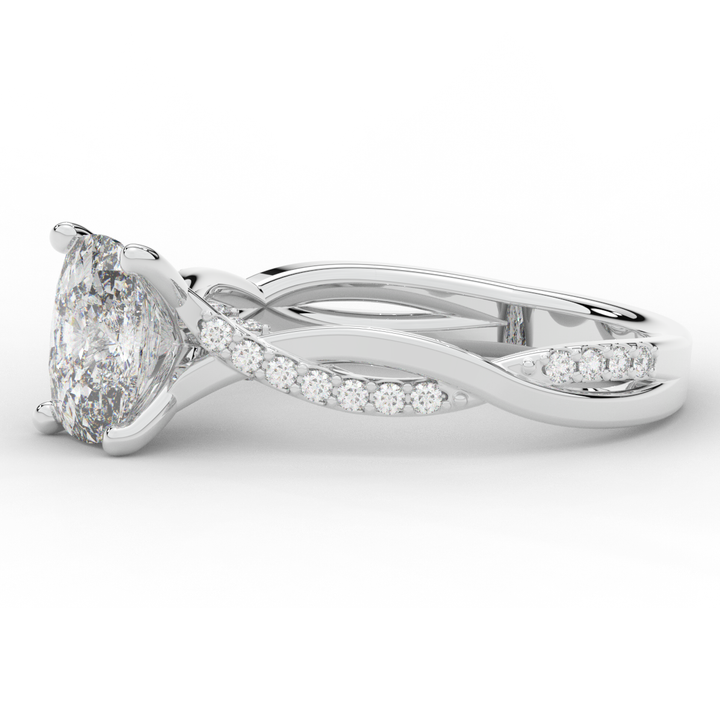 1.70CT.TW CUSHION LAB DIAMOND TWIST BAND ENGAGEMENT RING - Nazarelle