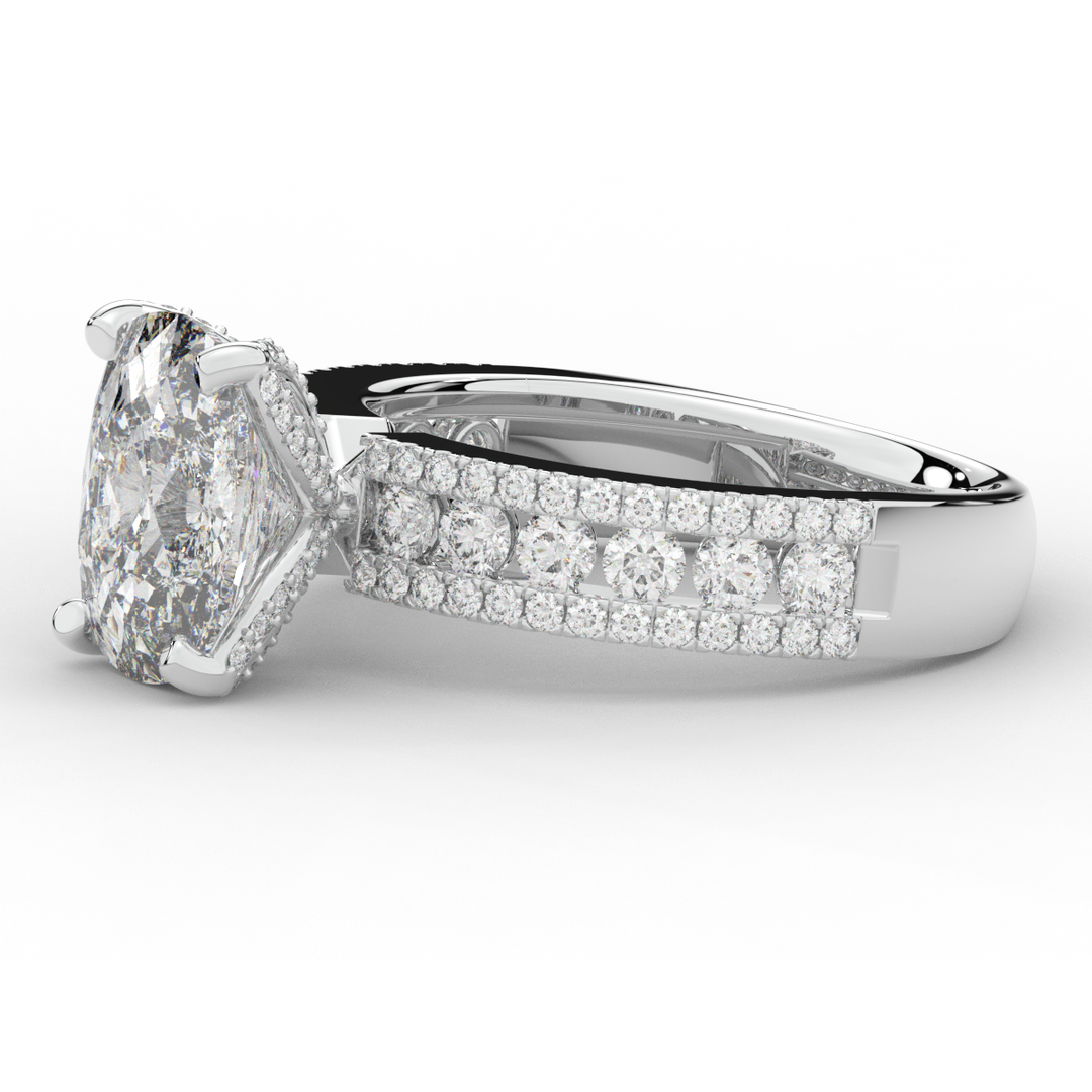 3.95CT.TW CUSHION LAB DIAMOND SOLITAIRE ENGAGEMENT RING - Nazarelle