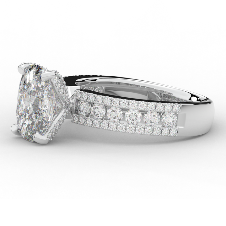 3.95CT.TW CUSHION LAB DIAMOND SOLITAIRE ENGAGEMENT RING - Nazarelle