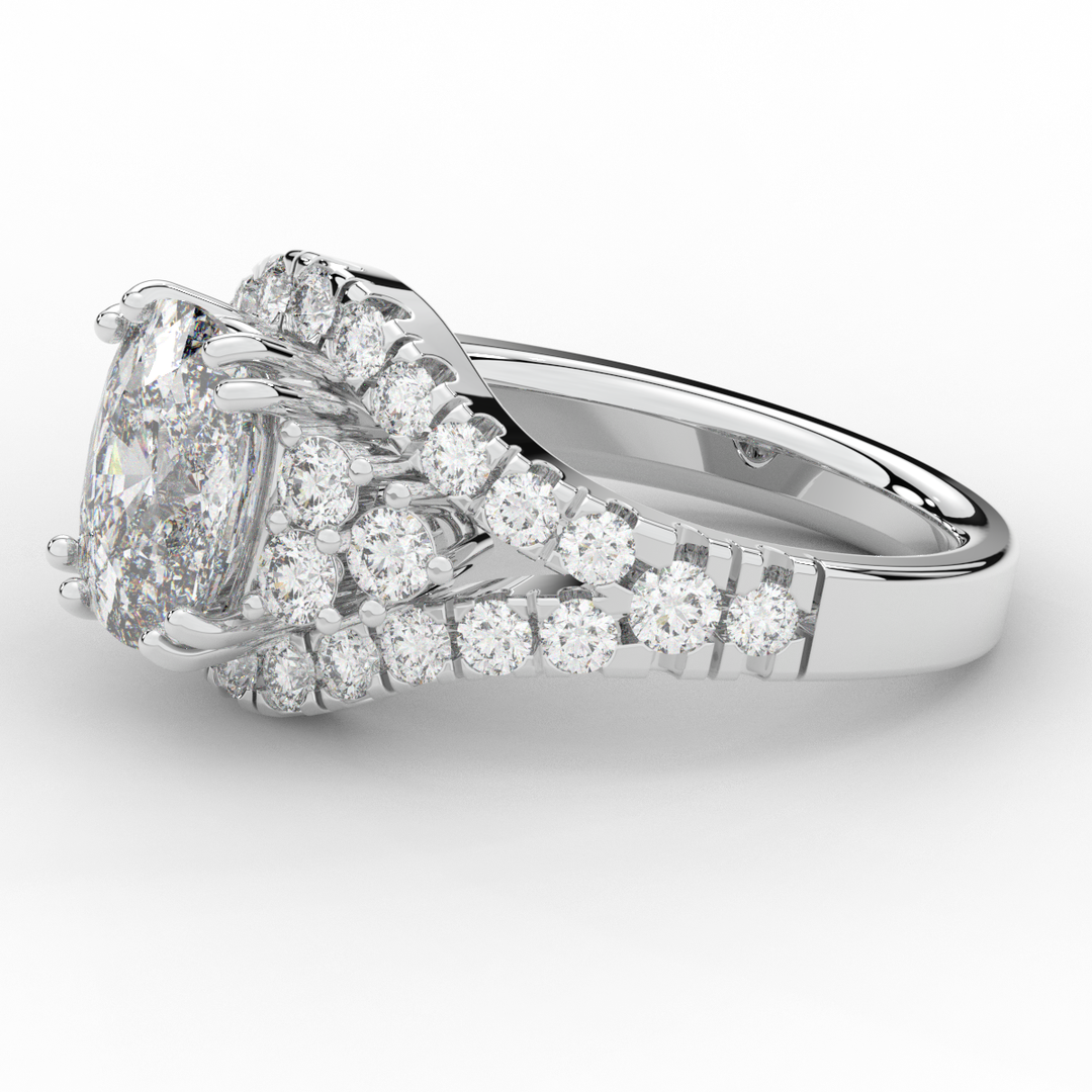 3.10CT.TW CUSHION LAB DIAMOND HALO ENGAGEMENT RING - Nazarelle
