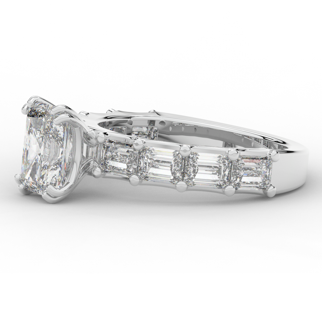 3.75CT.TW RADIANT LAB DIAMOND SOLITAIRE ENGAGEMENT RING - Nazarelle