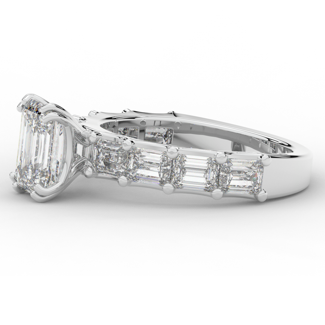 3.75CT.TW EMERALD CUT LAB DIAMOND SOLITAIRE ENGAGEMENT RING - Nazarelle