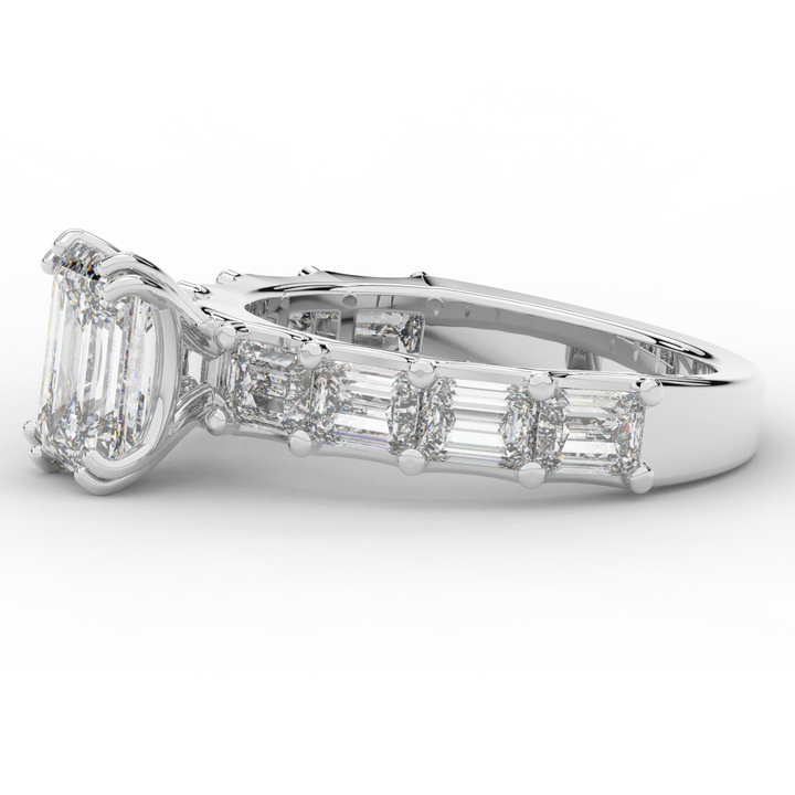 3.75CT.TW EMERALD CUT LAB DIAMOND SOLITAIRE ENGAGEMENT RING - Nazarelle