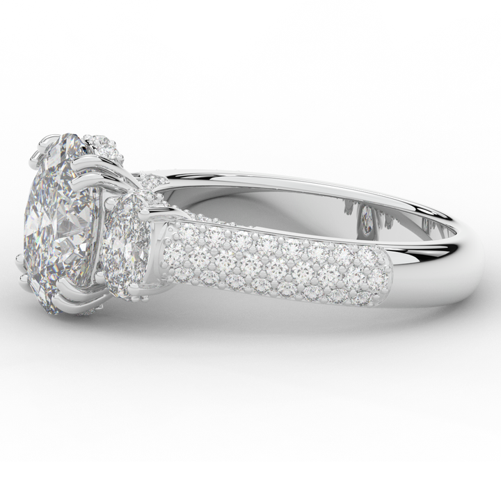 3.70CT.TW OVAL LAB DIAMOND 3 STONE ENGAGEMENT RING - Nazarelle