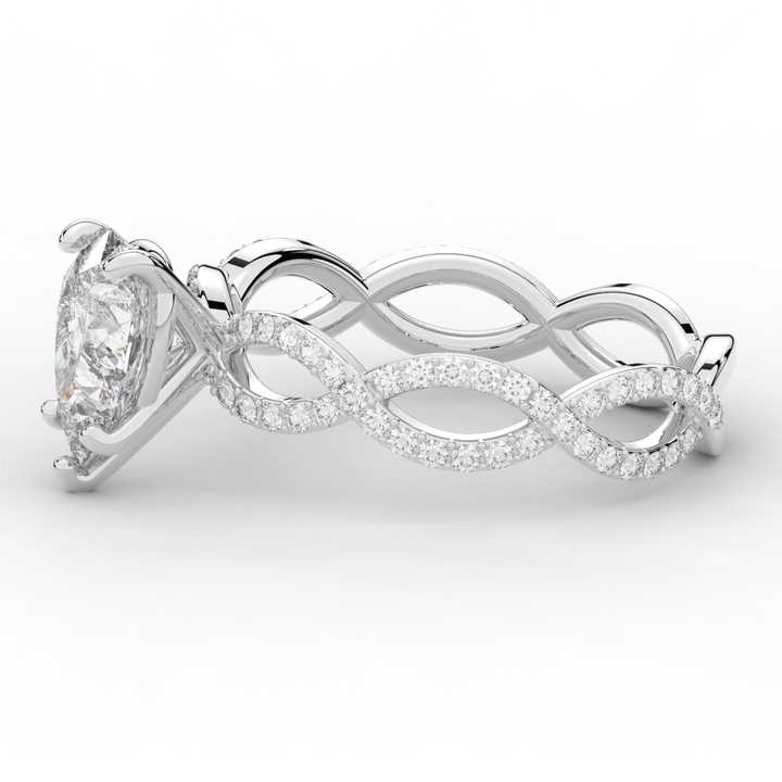 1.30CT.TW PEAR LAB DIAMOND TWIST BAND ENGAGEMENT RING - Nazarelle