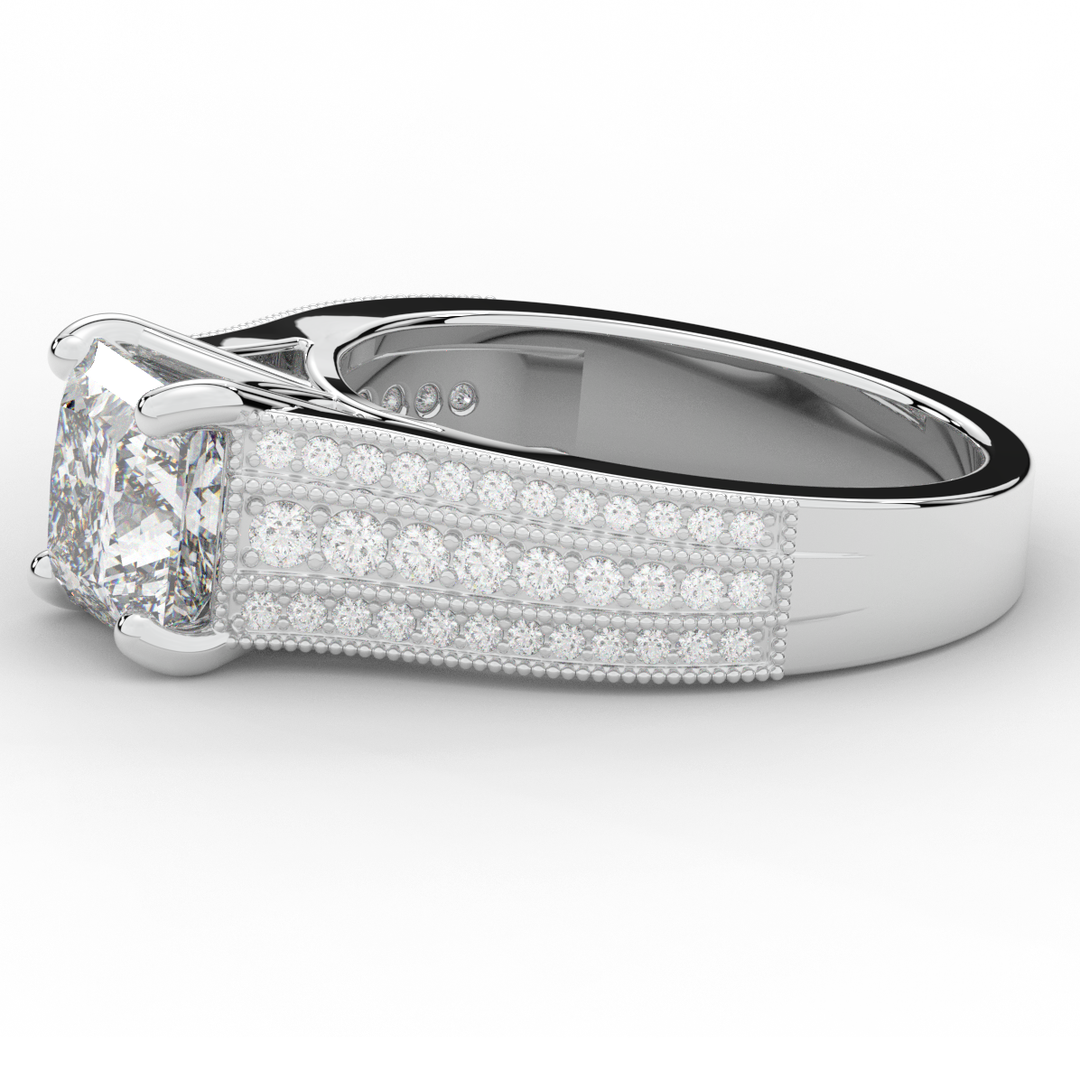 3.55CT.TW PRINCESS LAB DIAMOND ENGAGEMENT RING - Nazarelle