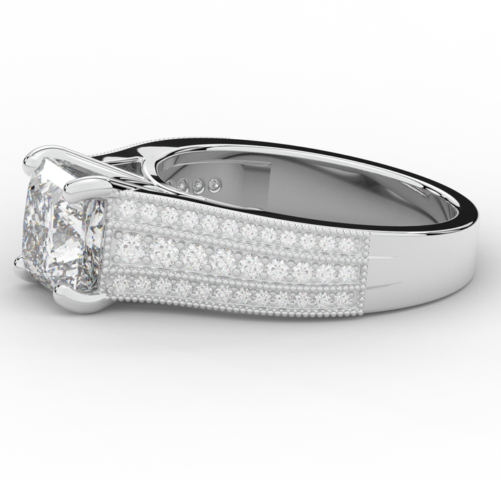3.55CT.TW PRINCESS LAB DIAMOND ENGAGEMENT RING - Nazarelle
