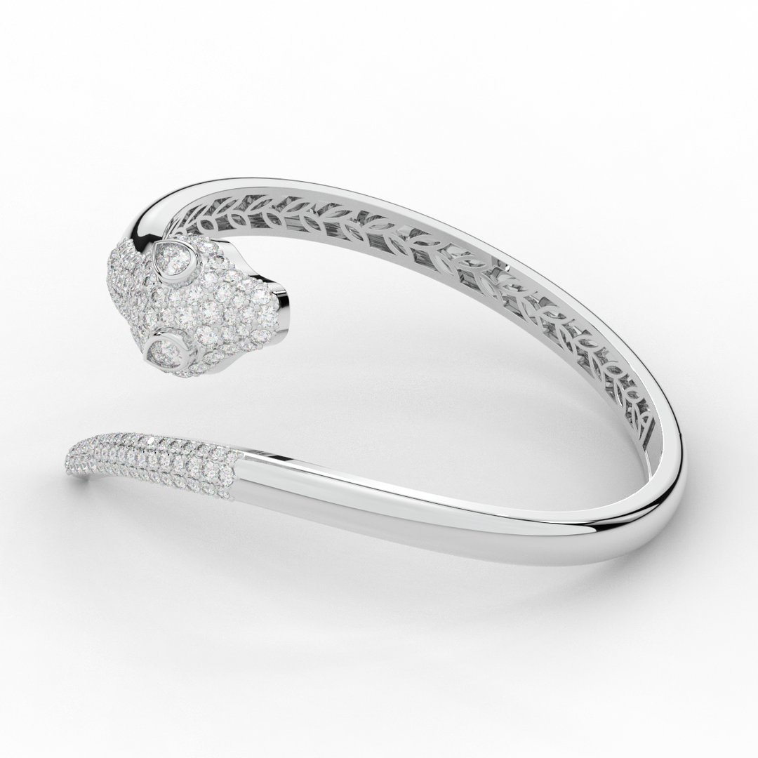 3.75CT.TW ROUND AND PEAR LAB DIAMOND SNAKE BANGLE - Nazarelle