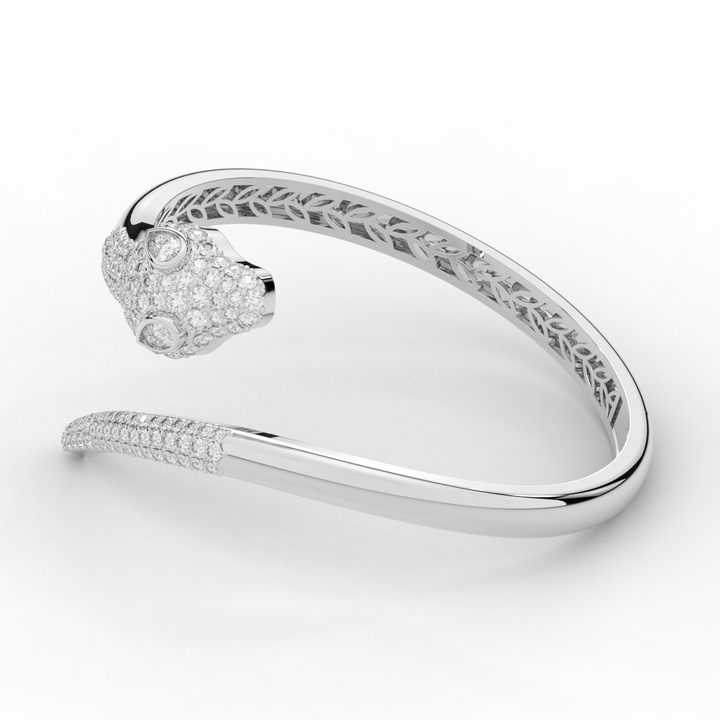 3.75CT.TW ROUND AND PEAR LAB DIAMOND SNAKE BANGLE - Nazarelle