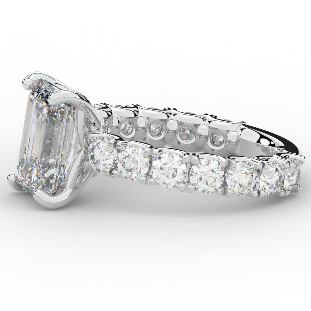 4.35CT.TW EMERALD CUT LAB DIAMOND ENGAGEMENT RING - Nazarelle