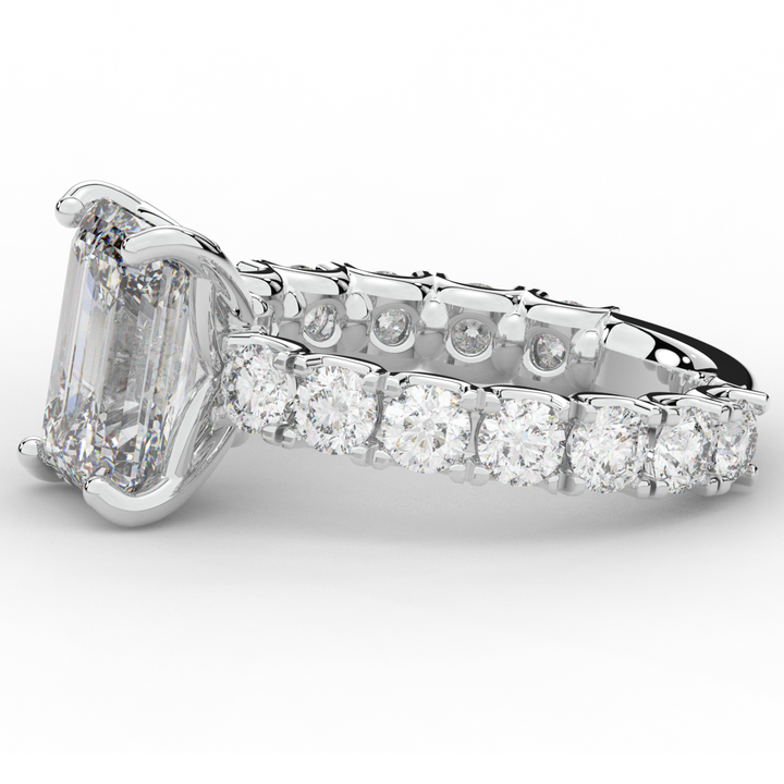 4.35CT.TW EMERALD CUT LAB DIAMOND ENGAGEMENT RING - Nazarelle