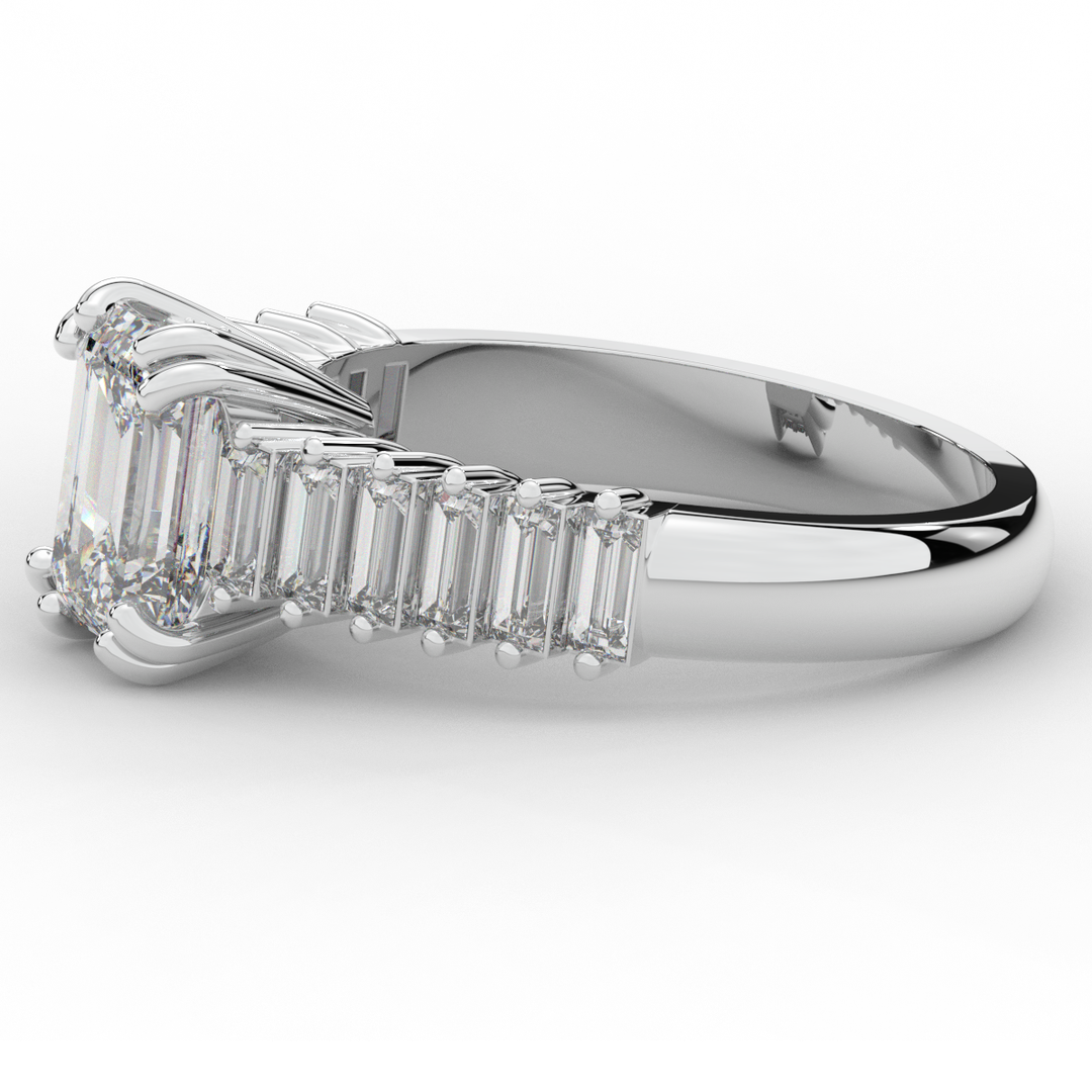 2.60CT.TW EMERALD CUT LAB DIAMOND ENGAGEMENT RING - Nazarelle