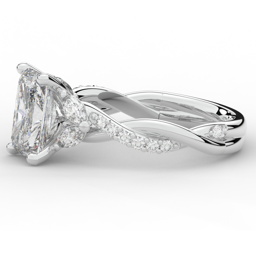 2.40CT.TW RADIANT LAB DIAMOND TWIST BAND ENGAGEMENT RING - Nazarelle