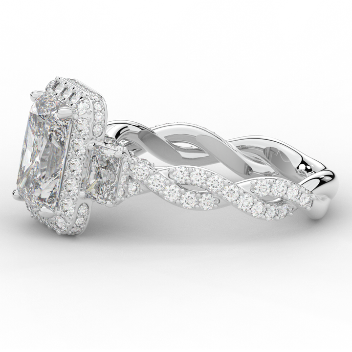 4.70CT.TW RADIANT LAB DIAMOND 3 STONE ENGAGEMENT RING - Nazarelle