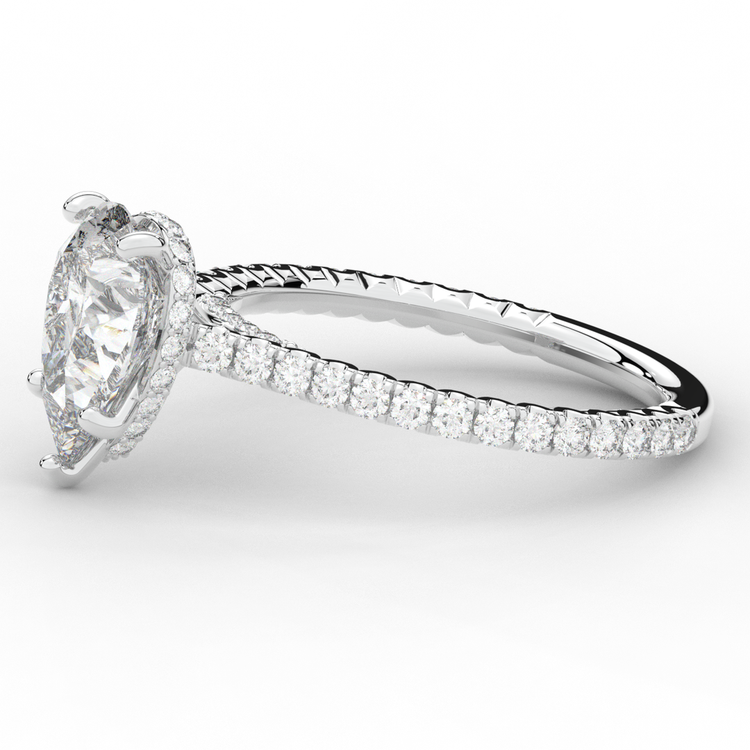 2.50CT.TW PEAR LAB DIAMOND UNDERHALO SOLITAIRE ENGAGEMENT RING - Nazarelle