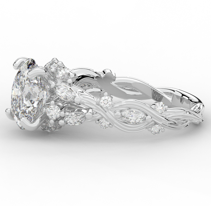 2.60CT.TW OVAL LAB DIAMOND STYLIZED VINE AND TREE BARK FINISH ENGAGEMENT RING - Nazarelle