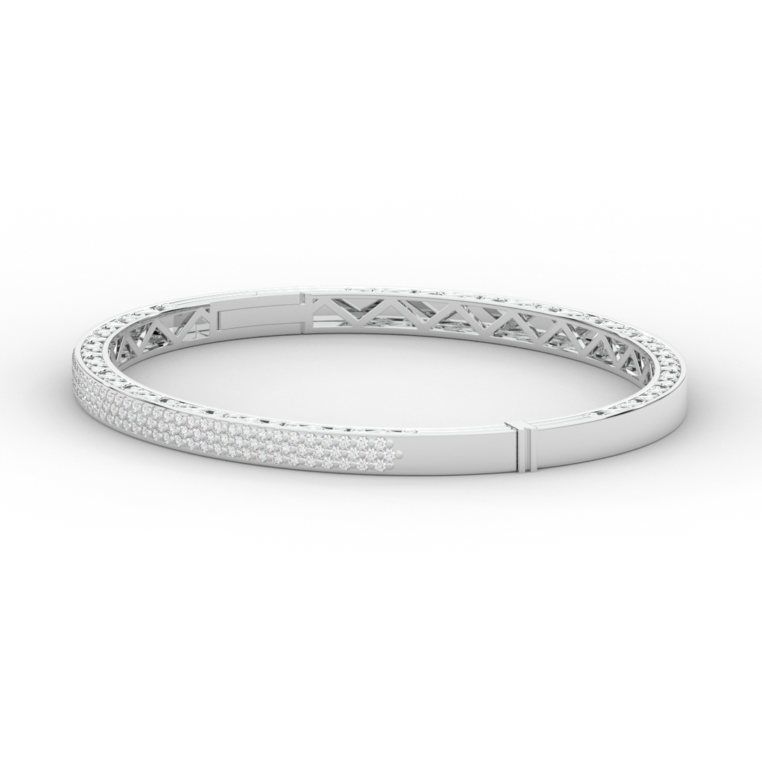 0.75CT.TW 3 ROW ROUND LAB DIAMOND  BANGLE - Nazarelle