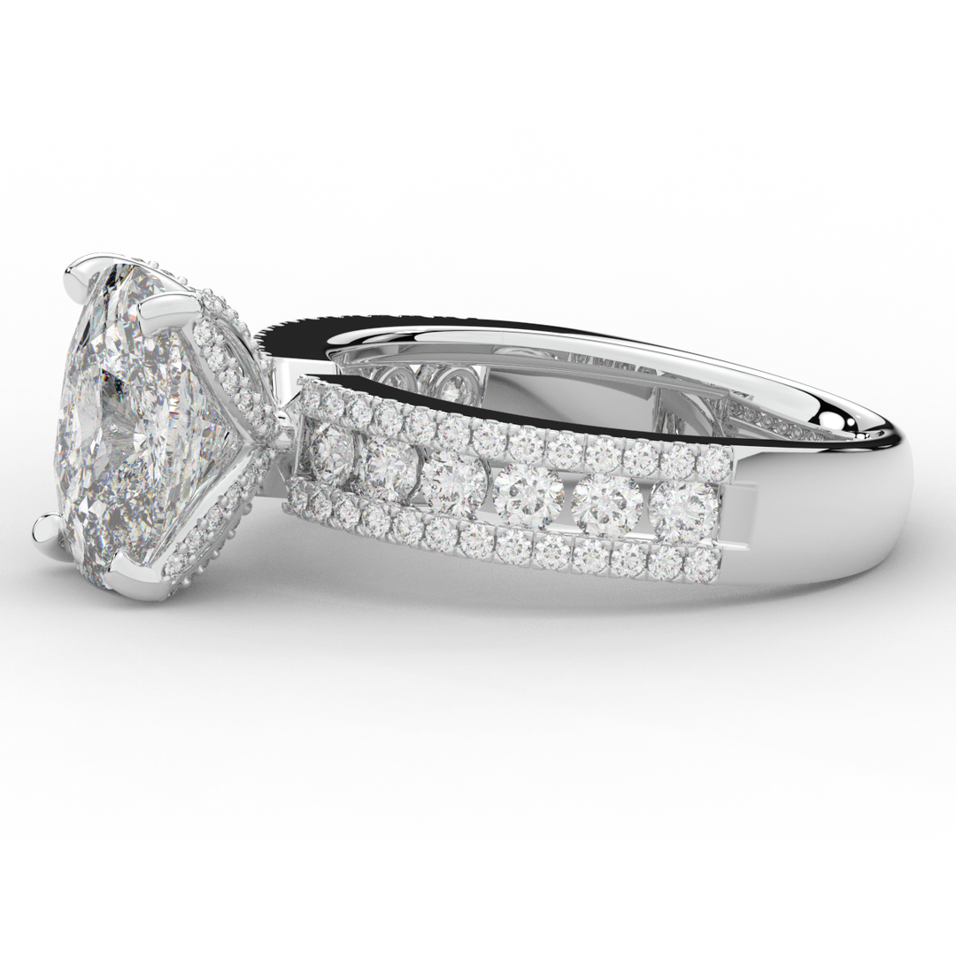 3.95CT.TW CUSHION LAB DIAMOND SOLITAIRE ENGAGEMENT RING - Nazarelle