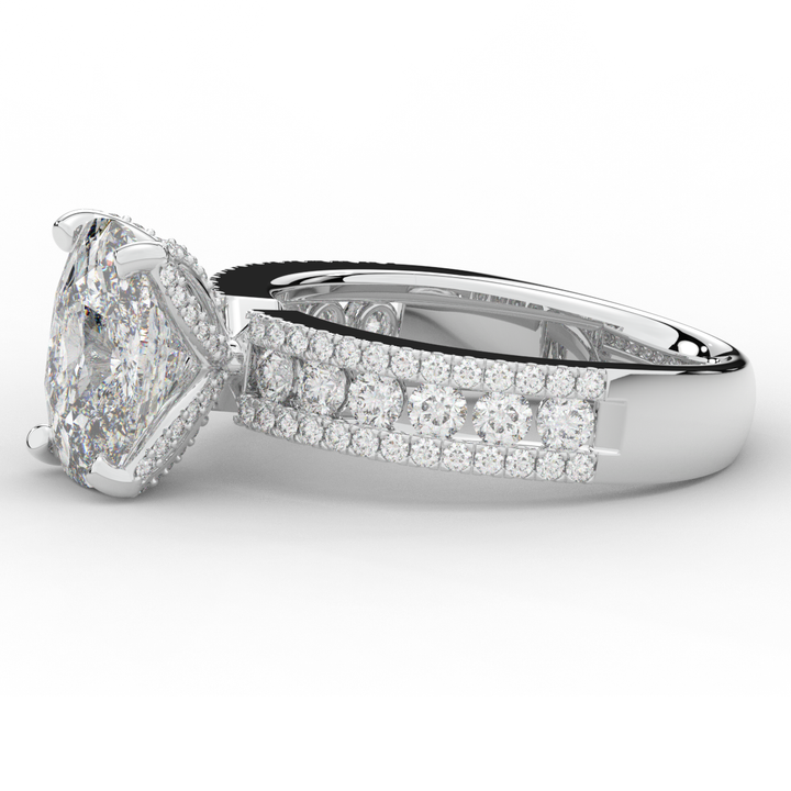 3.95CT.TW CUSHION LAB DIAMOND SOLITAIRE ENGAGEMENT RING - Nazarelle